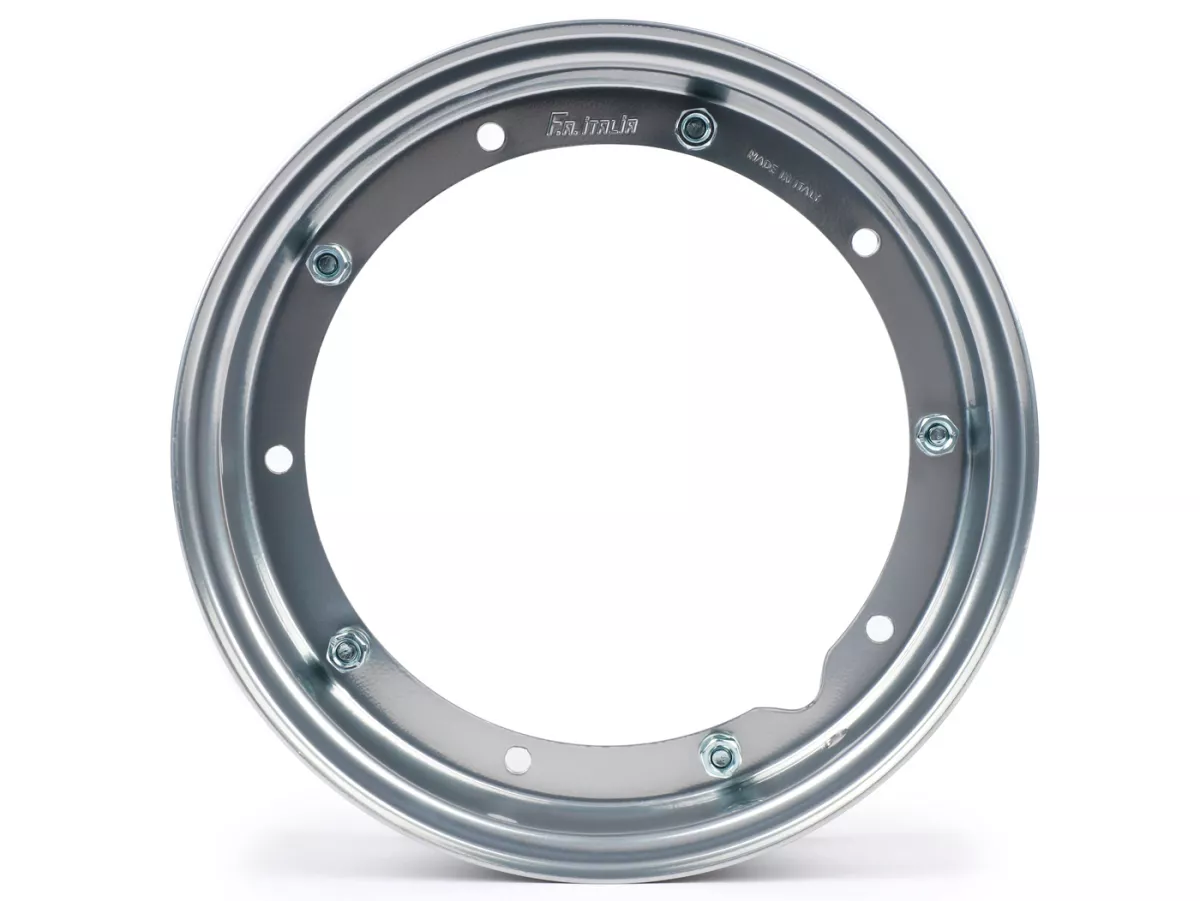Wiel -FA ITALIA 2.10-10 inch, staal- Vespa (type PX) - Vespa Smallframe V50, 50N, Special, PV, ET3, PK50-125 (S/XL/XL2), Largeframe PX, T5, Sprint, Rally, GT/GTR, LML Star, Deluxe - Grijs
