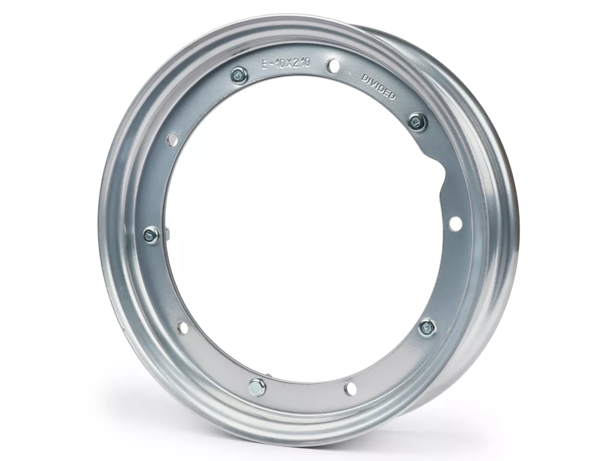 Wiel -FA ITALIA 2.10-10 inch, staal- Vespa (type PX) - Vespa Smallframe V50, 50N, Special, PV, ET3, PK50-125 (S/XL/XL2), Largeframe PX, T5, Sprint, Rally, GT/GTR, LML Star, Deluxe - Grijs