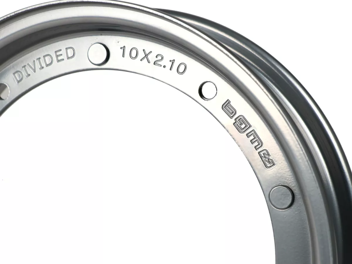Velg -BGM ORIGINAL 2.10-10 inch staal V2.0 - Vespa (Type PX) - Vespa Smallframe V50, 50N, Special, PV, ET3, PK50-125 (S/XL/XL2), Largeframe PX, T5, Sprint, Rally, GT/GTR, LML Star, Deluxe - Grijs
