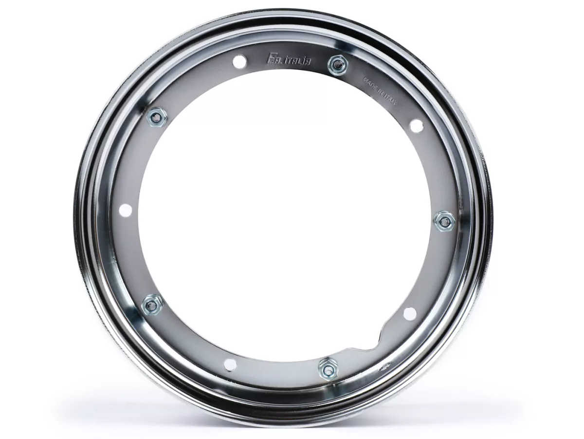 Ruota -FA ITALIA 2.10-10 pollici, acciaio- Vespa (tipo PX) - Vespa Smallframe V50, 50N, Special, PV, ET3, PK50-125 (S/XL/XL2), Largeframe PX, T5, Sprint, Rally, GT/GTR, LML Star, Deluxe - Cromata