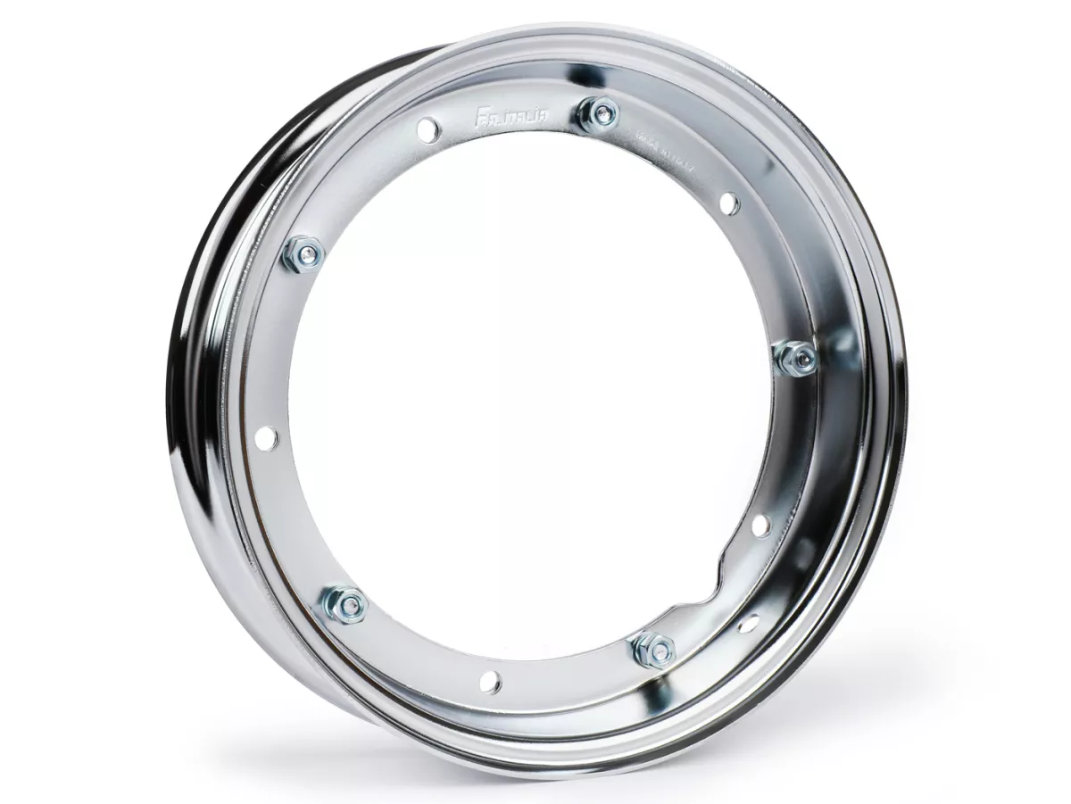 Ruota -FA ITALIA 2.10-10 pollici, acciaio- Vespa (tipo PX) - Vespa Smallframe V50, 50N, Special, PV, ET3, PK50-125 (S/XL/XL2), Largeframe PX, T5, Sprint, Rally, GT/GTR, LML Star, Deluxe - Cromata