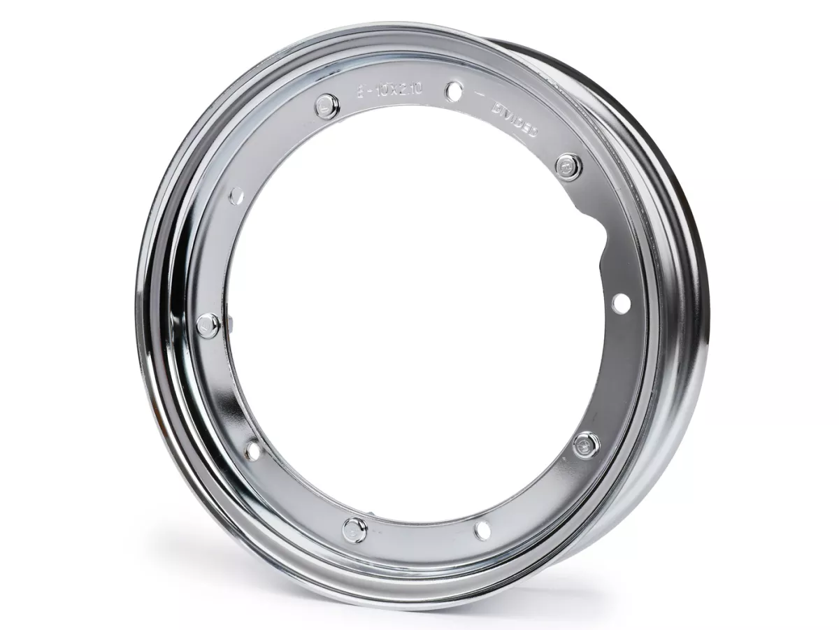 Ruota -FA ITALIA 2.10-10 pollici, acciaio- Vespa (tipo PX) - Vespa Smallframe V50, 50N, Special, PV, ET3, PK50-125 (S/XL/XL2), Largeframe PX, T5, Sprint, Rally, GT/GTR, LML Star, Deluxe - Cromata