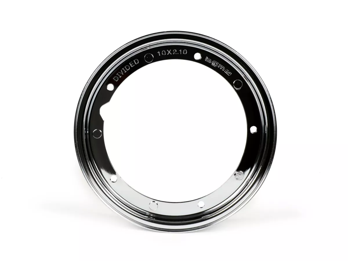 Velg -BGM ORIGINAL 2.10-10 inch staal V2.0 - Vespa (type PX) - Vespa Smallframe V50, 50N, Special, PV, ET3, PK50-125 (S/XL/XL2), Largeframe PX, T5, Sprint, Rally, GT/GTR, LML Star, Deluxe - Chroom