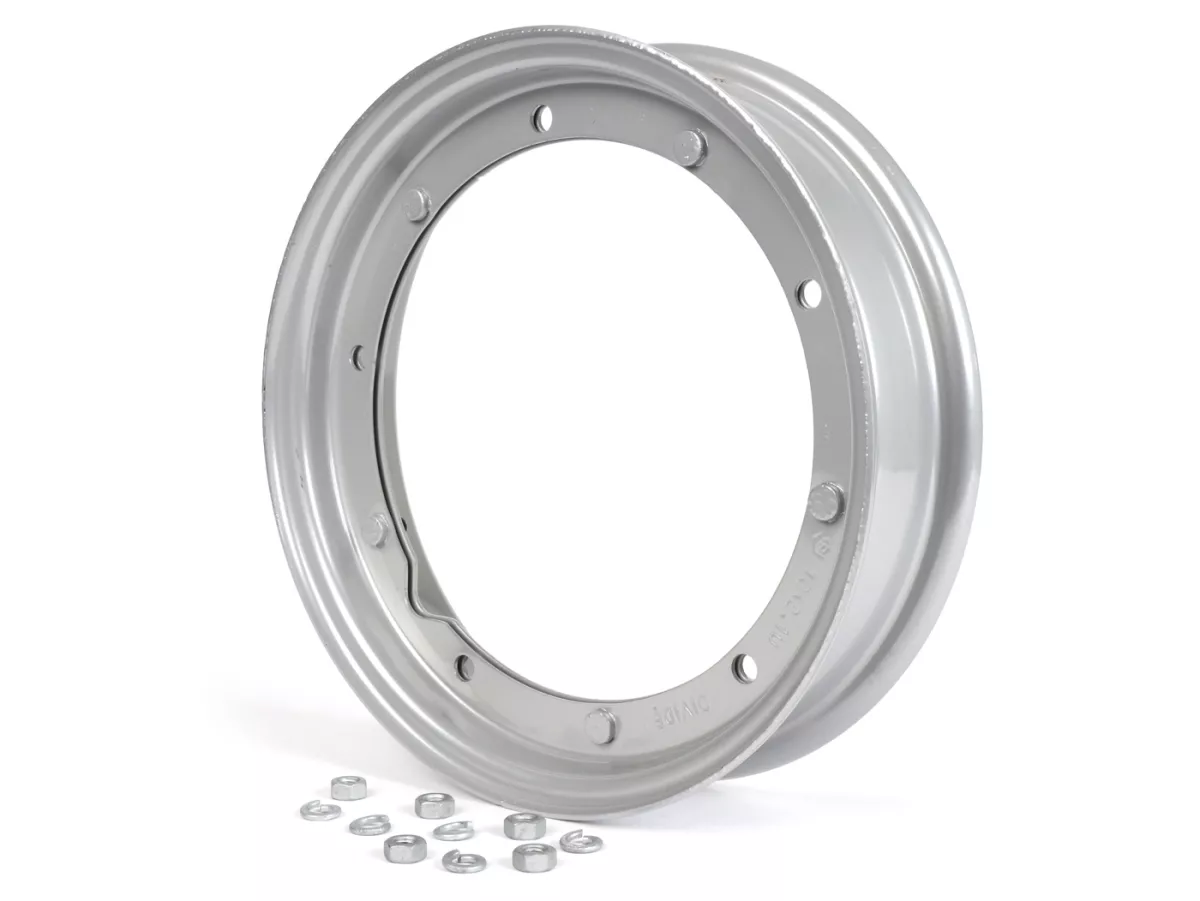 Wheel rim -PIAGGIO 2.10-10 inch, steel - Vespa (type PX) - Vespa Smallframe V50, 50N, Special, PV, ET3, PK50-125 (S/XL/XL2), Largeframe PX, T5, Sprint, Rally, GT/GTR, LML Star, Deluxe - grey