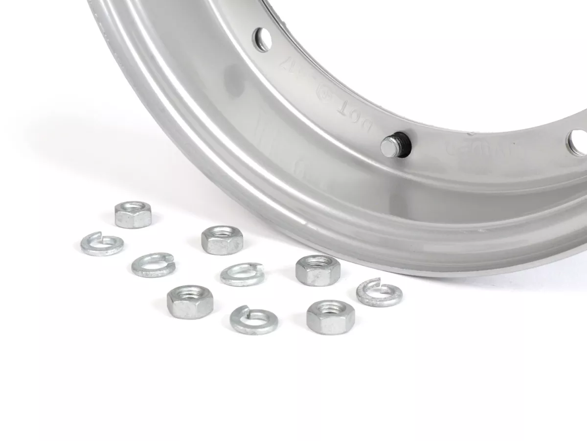 Wheel rim -PIAGGIO 2.10-10 inch, steel - Vespa (type PX) - Vespa Smallframe V50, 50N, Special, PV, ET3, PK50-125 (S/XL/XL2), Largeframe PX, T5, Sprint, Rally, GT/GTR, LML Star, Deluxe - grey