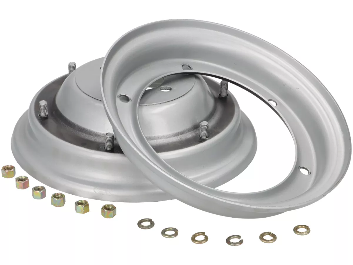 Wheel -OEM QUALITY 2.10-8 inch, steel- Vespa (type 4 hole inside) - Wideframe V1-15, V30-33, VU, VM, VN, VNA, VNB, VB, VBA, VBB, Hoffmann, ACMA - Gray