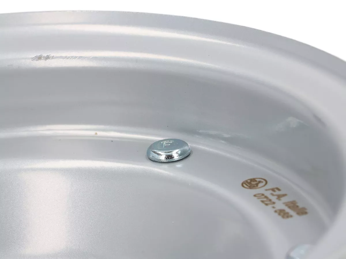 Wheel -OEM QUALITY 2.10-8 inch, steel- Vespa (type 4 hole inside) - Wideframe V1-15, V30-33, VU, VM, VN, VNA, VNB, VB, VBA, VBB, Hoffmann, ACMA - Gray