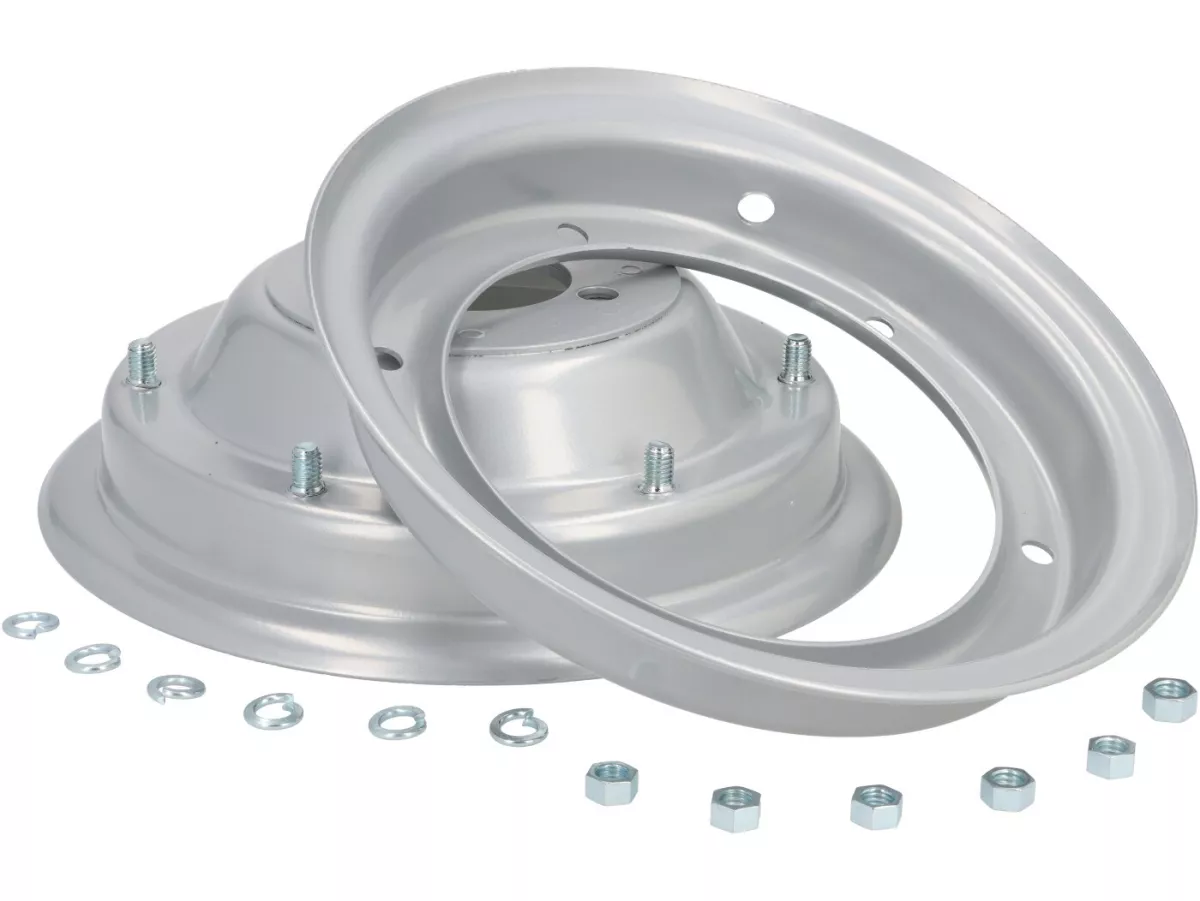 Wheel -OEM QUALITY 2.10-8 inch, steel- Vespa (type 4 hole inside) - Wideframe V1-15, V30-33, VU, VM, VN, VNA, VNB, VB, VBA, VBB, Hoffmann, ACMA - Gray