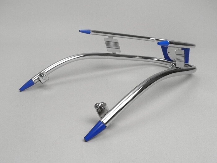 Bumper front -AMS CUPPINI- Vespa Rally180 (VSD1T), Rally200 (VSE1T), Sprint150 (VLB1T), TS125 (VNL3T), GTR125 (VNL2T) - Chrome / blue