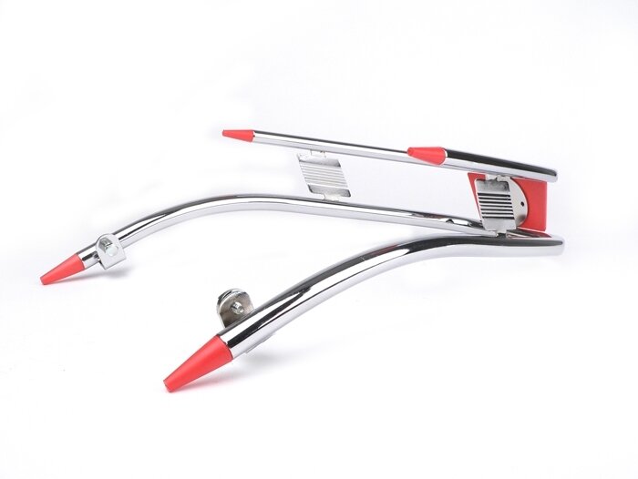 Bumper front -AMS CUPPINI- Vespa Rally180 (VSD1T), Rally200 (VSE1T), Sprint150 (VLB1T), TS125 (VNL3T), GTR125 (VNL2T) - Chrome / red