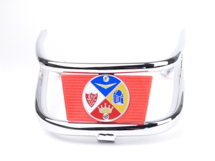 Bumper front -AMS CUPPINI- Vespa Rally180 (VSD1T), Rally200 (VSE1T), Sprint150 (VLB1T), TS125 (VNL3T), GTR125 (VNL2T) - Chrome / red