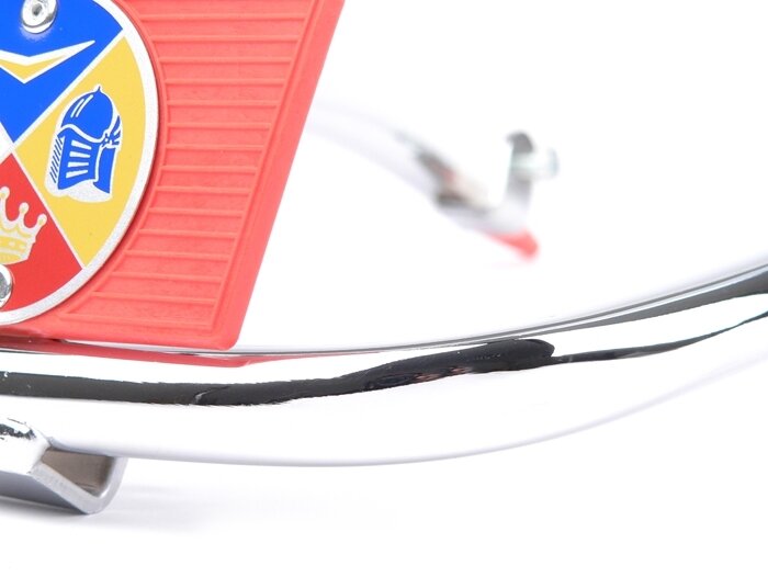 Bumper front -AMS CUPPINI- Vespa Rally180 (VSD1T), Rally200 (VSE1T), Sprint150 (VLB1T), TS125 (VNL3T), GTR125 (VNL2T) - Chrome / red