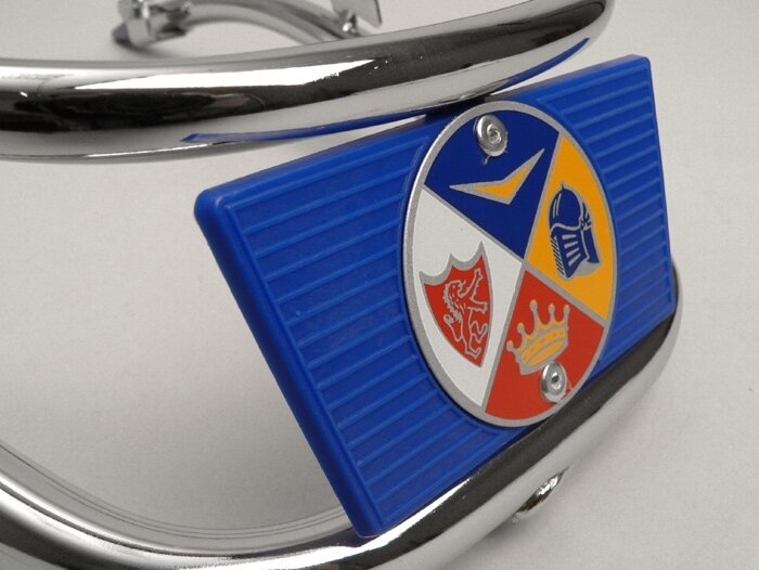 Parachoques delantero -AMS CUPPINI- Vespa V50, PV125, ET3 - Cromo / Azul