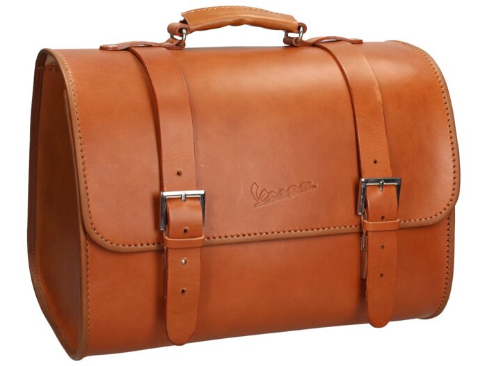 Leather top bag -PIAGGIO- brown - Vespa Primavera 50 (ZAPC53100, ZAPC53200), Vespa Primavera 125 (ZAPM81100), Vespa Primavera 150 (ZAPM81200), Vespa Sprint 50 (ZAPC53101, ZAPC53201), Vespa Sprint 125 (RP8M82111, ZAPM81300, ZAPM81301)