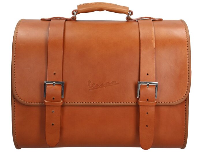 Leather top bag -PIAGGIO- brown - Vespa Primavera 50 (ZAPC53100, ZAPC53200), Vespa Primavera 125 (ZAPM81100), Vespa Primavera 150 (ZAPM81200), Vespa Sprint 50 (ZAPC53101, ZAPC53201), Vespa Sprint 125 (RP8M82111, ZAPM81300, ZAPM81301)