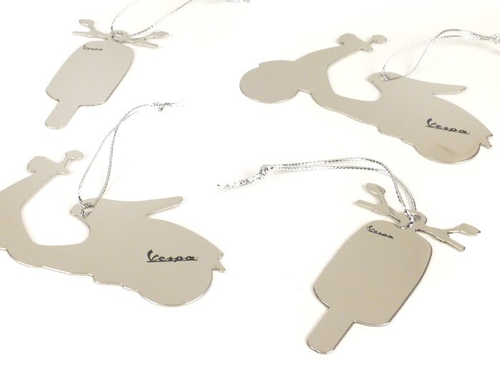 Decorazioni per l'albero di Natale - Ciondolo -VESPA 946 (set di 4)- Acciaio inox lucido - Confezione regalo inclusa