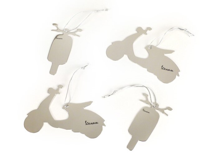 Decorazioni per l'albero di Natale - Ciondolo -VESPA 946 (set di 4)- Acciaio inox lucido - Confezione regalo inclusa