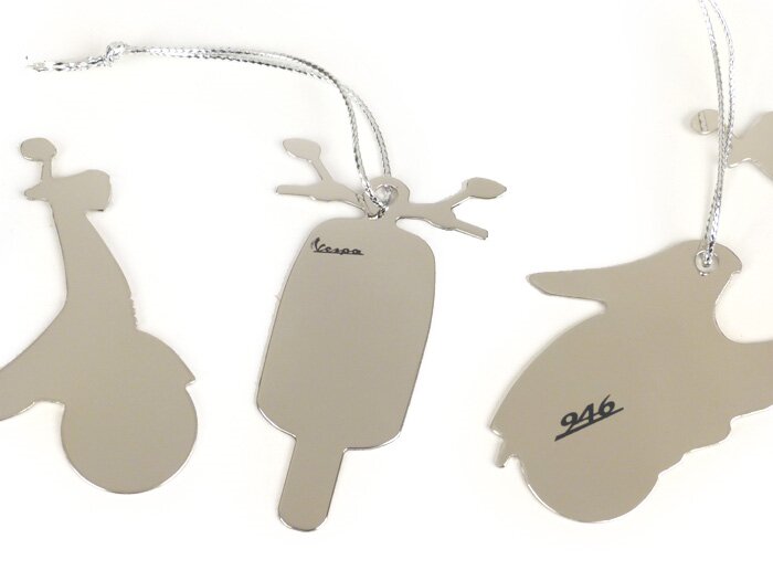 Decorazioni per l'albero di Natale - Ciondolo -VESPA 946 (set di 4)- Acciaio inox lucido - Confezione regalo inclusa