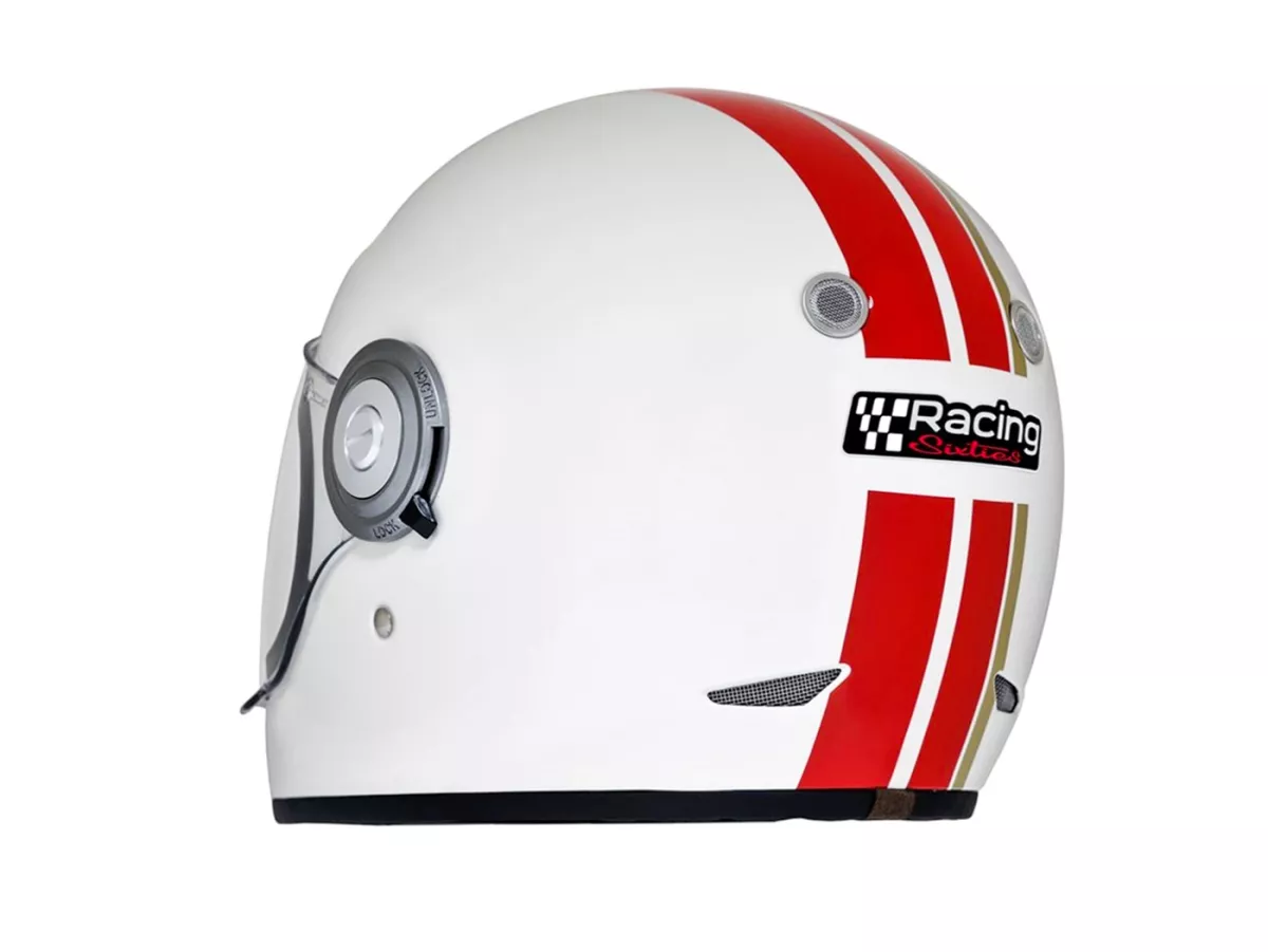 Helm -Helm full-face VESPA- Racing Sixties- putih merah- S (55-56 cm)