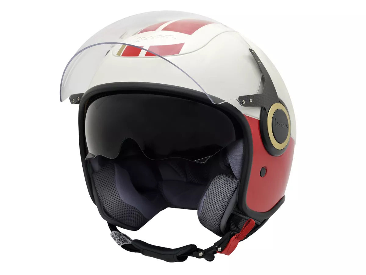 Hjälm -VESPA jethjälm VJ- Racing Sixties- vit röd- XS (52-54 cm)