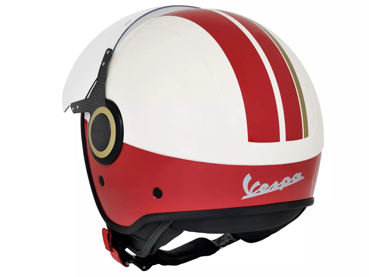 Hjälm -VESPA jethjälm VJ- Racing Sixties- vit röd- XS (52-54 cm)