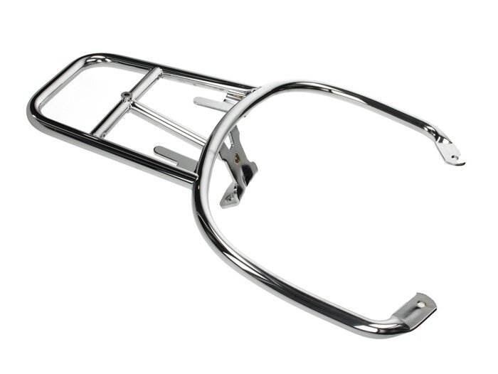Rak bagasi belakang -PIAGGIO, dengan pegangan pegangan penumpang, untuk jenis bagasi atas Vespa LX - Vespa GT, GTL, GTV, GTS, GTS Super, GT60 - 125-200-250-300cc - chrome