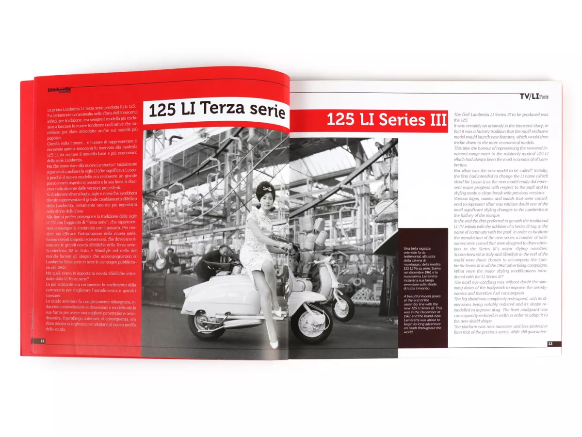 Boek -Lambretta TV, LI Series 3 Scooterlinea, geschiedenis, modellen en documentatie- door Vittorio Tessera (Italiaans, Engels, 120 pagina's, kleur)