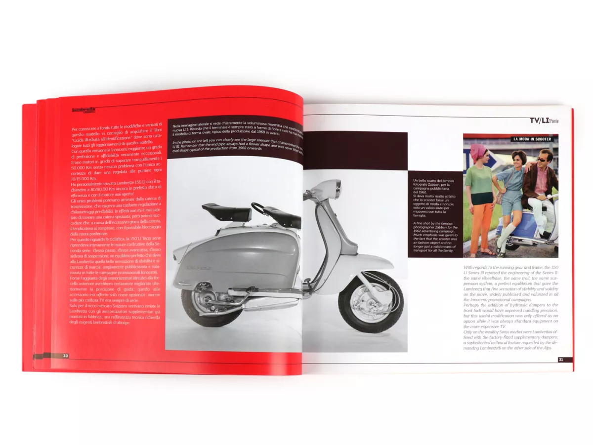 Boek -Lambretta TV, LI Series 3 Scooterlinea, geschiedenis, modellen en documentatie- door Vittorio Tessera (Italiaans, Engels, 120 pagina's, kleur)