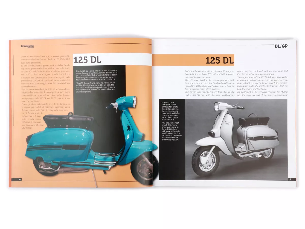 Libro -Lambretta DL / GP historia, modelos y documentación- de Vittorio Tessera (italiano, inglés, 96 páginas, color)
