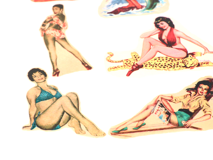 Fotos acuáticas - motivo Pin up 2, hoja DIN A4 con 7 motivos