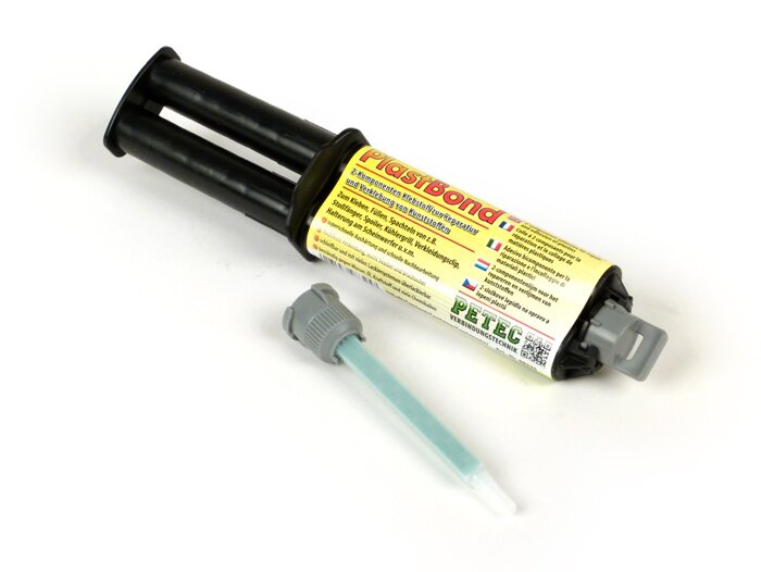 Plastreparationslim -PlastBond- 2 komponenter, 24 ml dubbel spruta inklusive blandningsrör