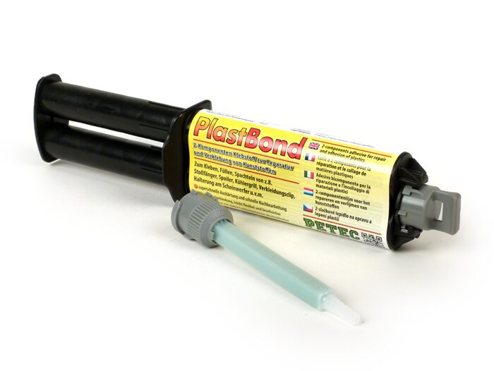 Plastreparationslim -PlastBond- 2 komponenter, 24 ml dubbel spruta inklusive blandningsrör