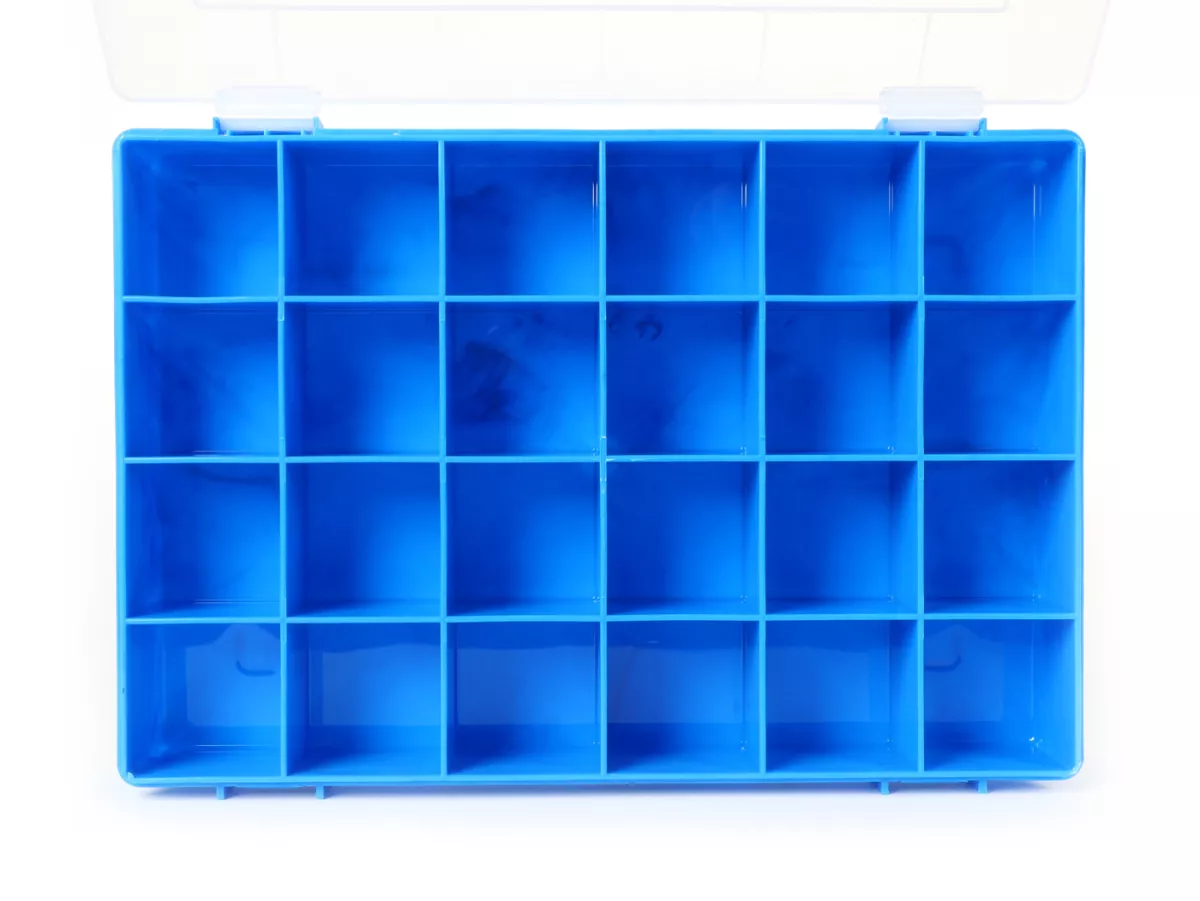 Sorteerbox - Schroefbox -HÜNERSDORFF- 225x335x55 mm, blauw, 24 vakken