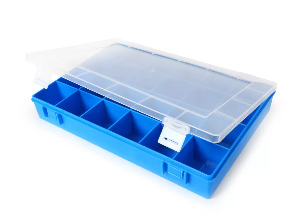 Sorteerbox - Schroefbox -HÜNERSDORFF- 225x335x55 mm, blauw, 24 vakken
