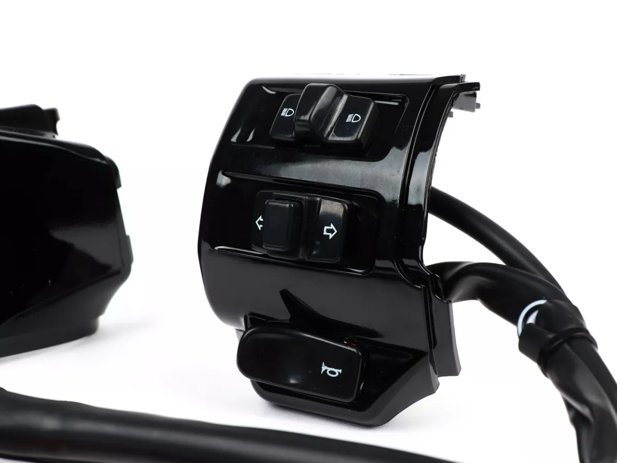 Switch unit kiri -DMP- VESPA Primavera 50 2T/4T, Sprint 50 2T/4T - termasuk sampul depan - hitam mengkilap