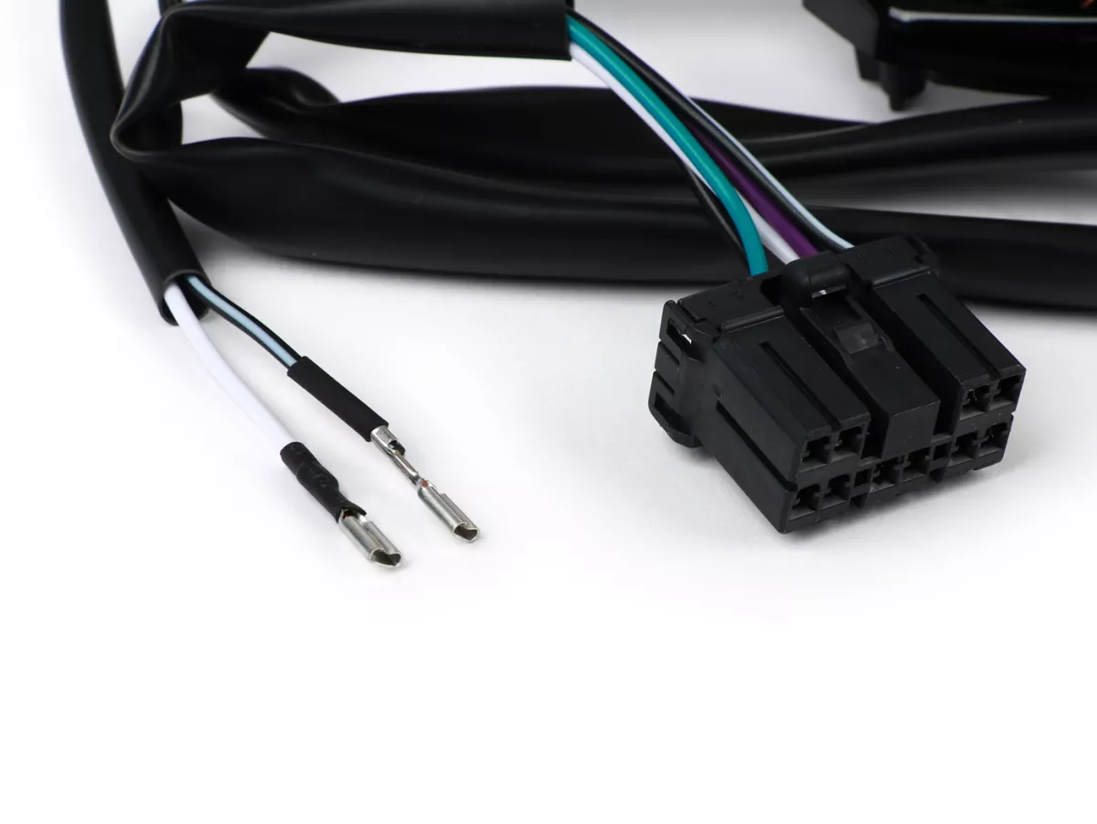 Switch unit kanan -DMP- VESPA Primavera 50 2T/4T, Sprint 50 2T/4T - termasuk sampul depan - hitam mengkilap