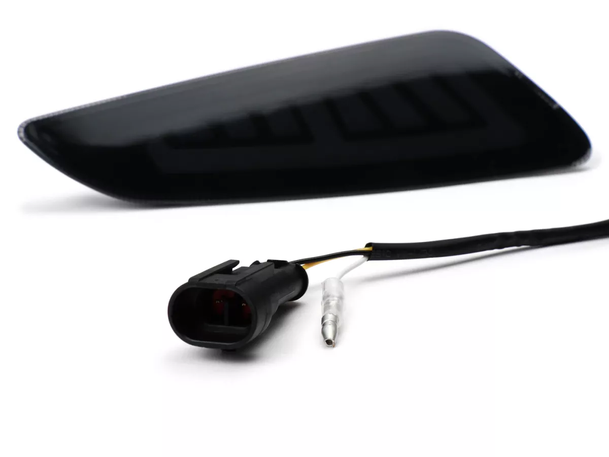Set indikator -DAYA 1- Lampu LED sport daytime running light (E-mark) - Vespa Primavera, Sprint - warna asap / hitam - depan - kaca bening