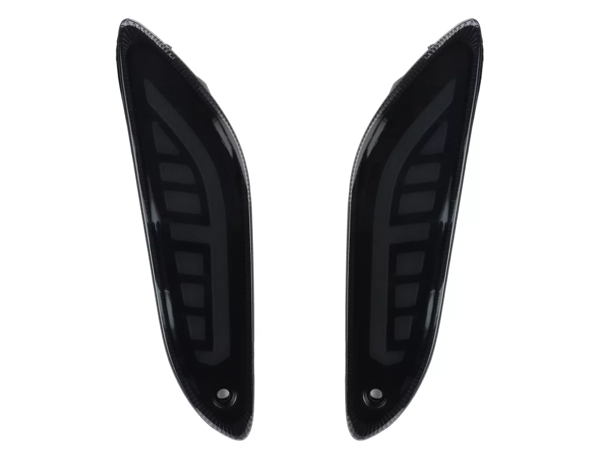 Knipperlichtenset -POWER 1- LED Sport (E-markering)- Vespa Primavera, Sprint - gerookt / zwart getint - achter - helder glas
