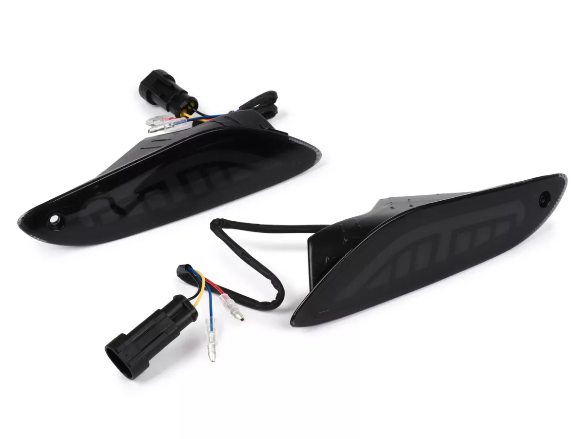 Knipperlichtenset -POWER 1- LED Sport (E-markering)- Vespa Primavera, Sprint - gerookt / zwart getint - achter - helder glas
