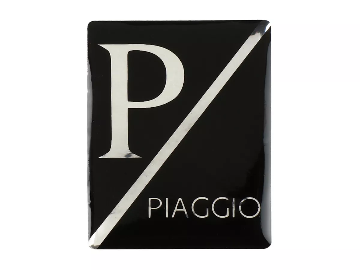 3D Sticker badge horn cover -OEM QUALITY- Vespa Piaggio rectangle - Vespa PX Lusso/Arcobaleno ( 2001-), Vespa ET2, ET4, GT125, GTL, GTV, GTS125, LX, LXV, S 50-125 - Plastic self-adhesive - black/black
