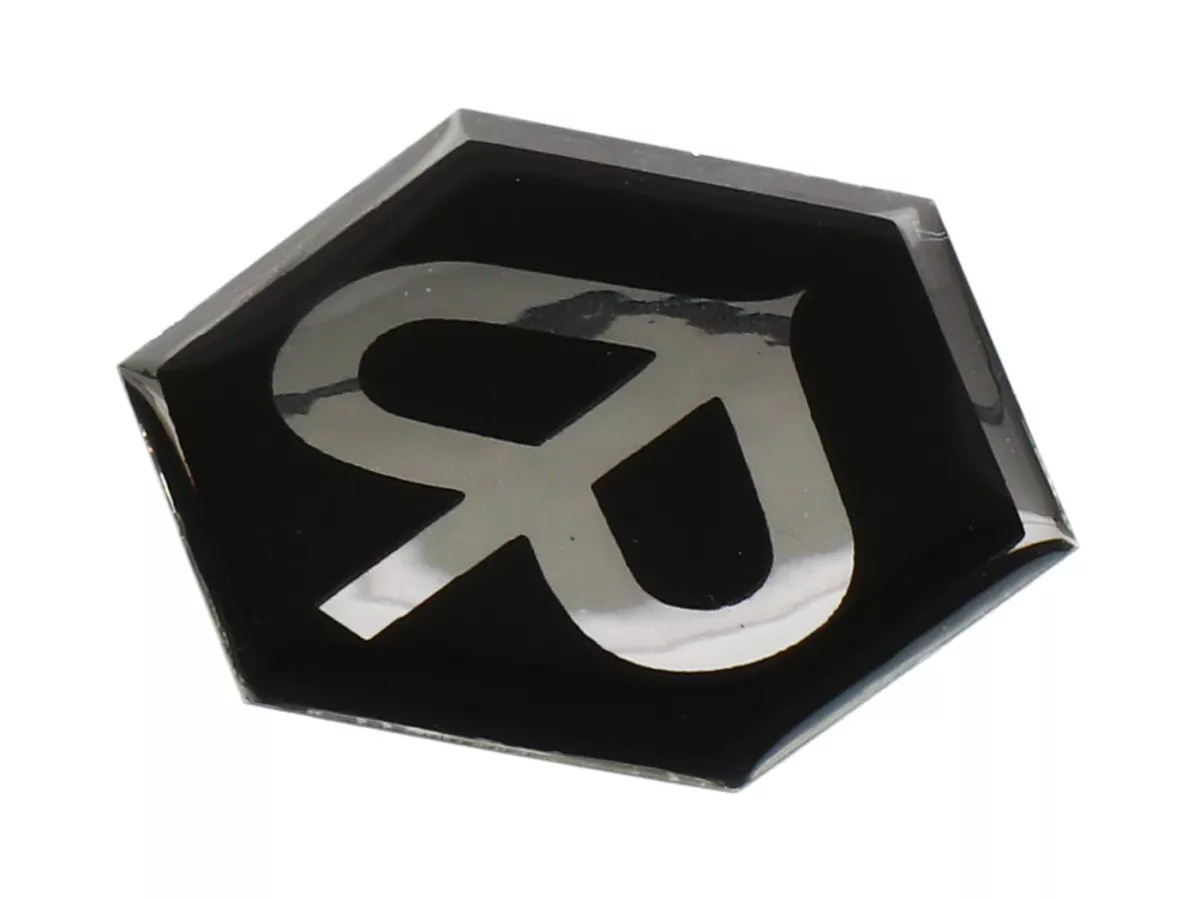 Huruf stiker 3D -KUALITAS OEM- segi enam Vespa Piaggio - perekat diri plastik - hitam / hitam