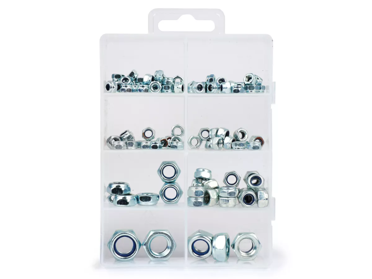 Zelfborgende moeren assortimentsdoos -OEM- DIN985, M4-M12, 108 st.
