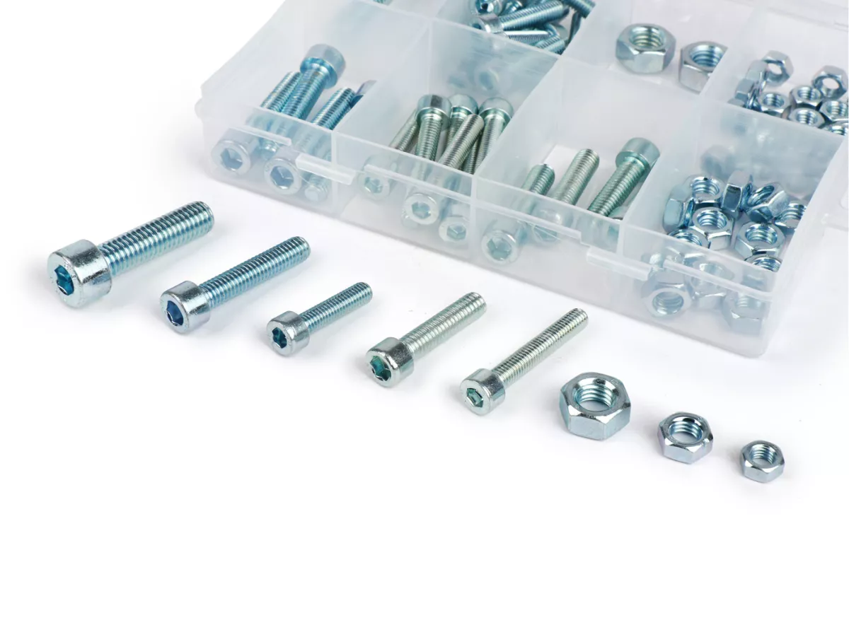 Binnenzeskantschroeven en -moeren assortimentsdoos -OEM- M5-M8, 75 stuks.