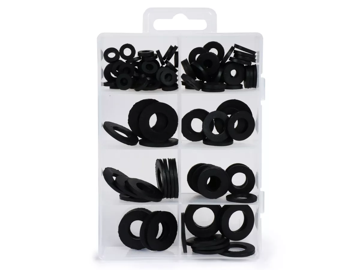 Rubber washer assortment box -OEM- 5-24,5mm, 120-pcs.