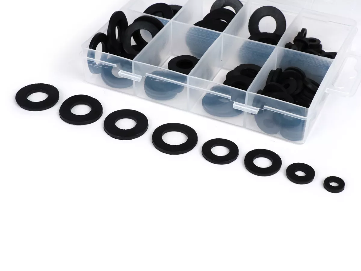 Rubber washer assortment box -OEM- 5-24,5mm, 120-pcs.