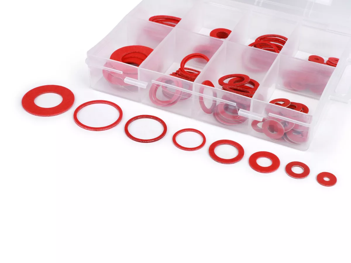 Assortimentsdoos afdichtringen -OEM- Fibreerringen, 110 stuks.