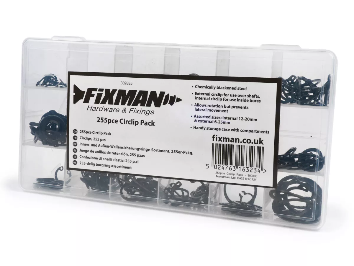 Boîte d'assortiment de circlips -OEM- arbre DIN471 Ø=6-25 mm/alésage DIN472 Ø=12-20 mm, 255 pcs.