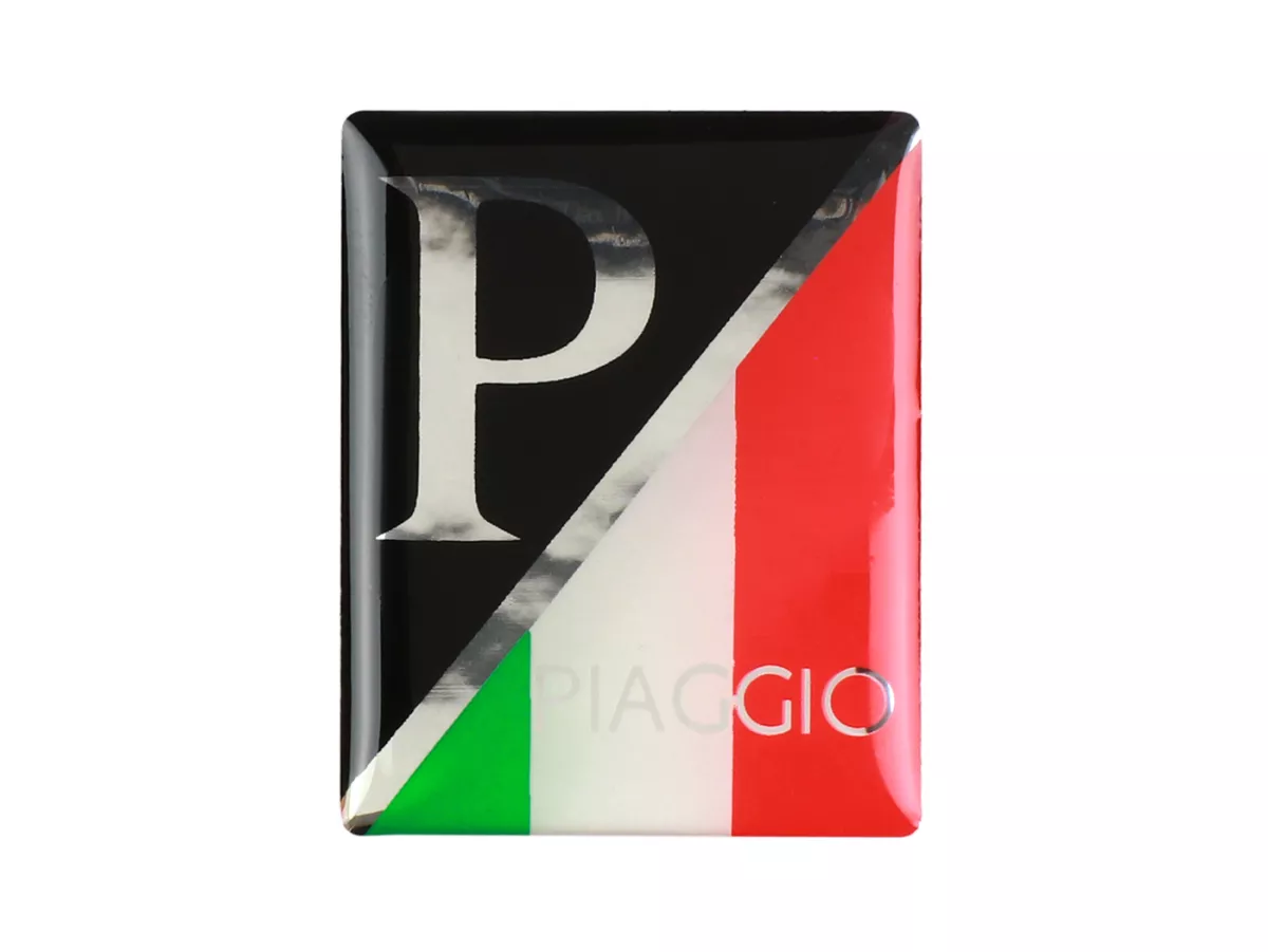 3D sticker cascade -OEM KWALITEIT- Vespa Piaggio rechthoek - Piaggio rechthoek - Vespa PX Lusso (vanaf 2001), Vespa ET2, ET4, GT125, GTL, GTV, GTS125, LX, LXV, S 50-125 - Plastic zelfklevend - Italië