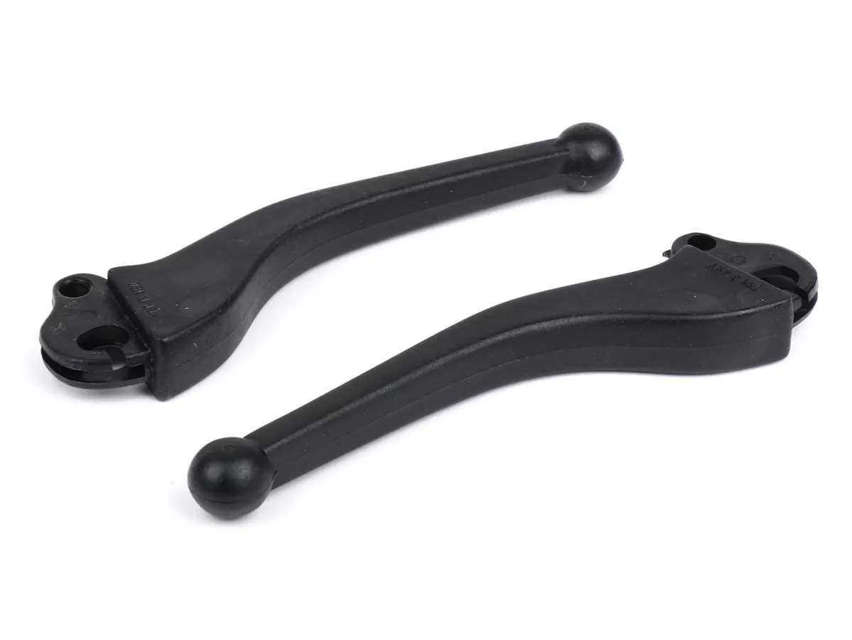 Leva freno + leva frizione (set) -STILMOTOR (NOS)- VESPA Sport - Vespa PX -1997, T5, TX, T5 Classic, PK S, XL - plastica - nero