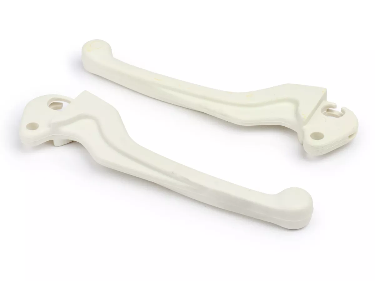 Levier de frein + levier d'embrayage (jeu) -UTAH (NOS)- VESPA Sport - Vespa PX -1997, T5, TX, T5 Classic, PK S, XL - plastique - blanc